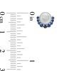 Thumbnail Image 3 of 6.0mm Button Freshwater Cultured Pearl and Blue Sapphire Half Frame Stud Earrings in 10K White Gold