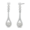 Thumbnail Image 1 of Freshwater Cultured Pearl and 1/6 CT. T.W. Diamond Three Stone Teardrop Earrings in 10K White Gold