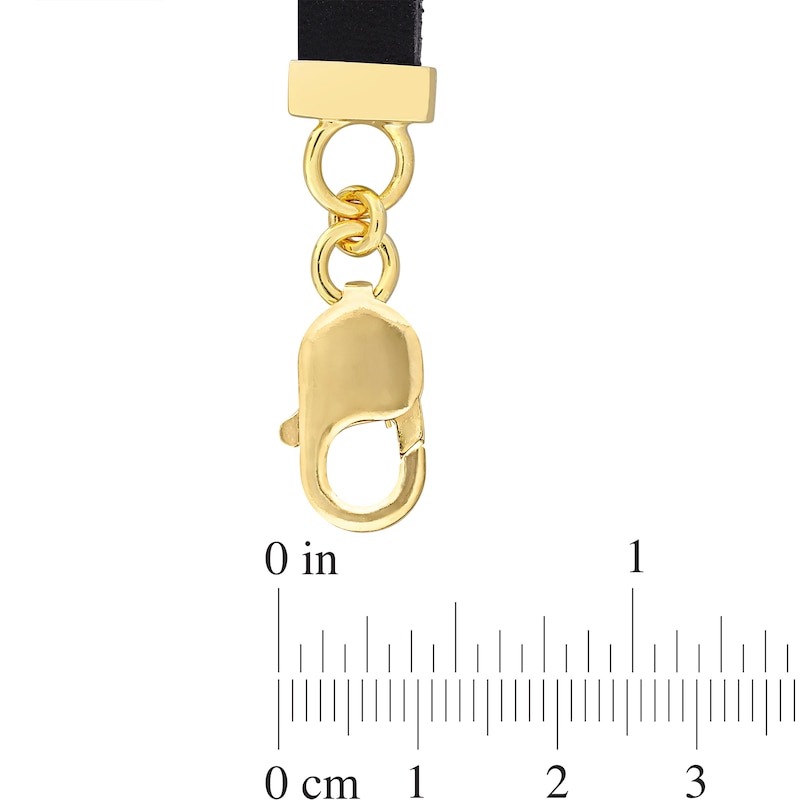 Main Image 2 of Eternally Bonded Sideways Rectangle Onyx Collar Leather Bracelet in Sterling Silver with Yellow Flash Plate - 9.0"
