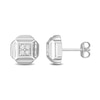 Thumbnail Image 1 of Eternally Bonded Men's 1/5 CT. T.W. Diamond Tiered Square Stud Earrings in Sterling Silver