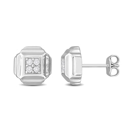 Eternally Bonded 1/5 CT. T.W. Diamond Tiered Square Stud Earrings in Sterling Silver