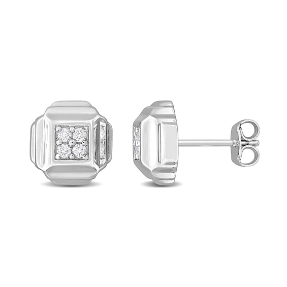 Eternally Bonded 1/5 CT. T.w. Diamond Tiered Square Stud Earrings in Sterling Silver