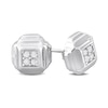 Thumbnail Image 2 of Eternally Bonded Men's 1/5 CT. T.W. Diamond Tiered Square Stud Earrings in Sterling Silver