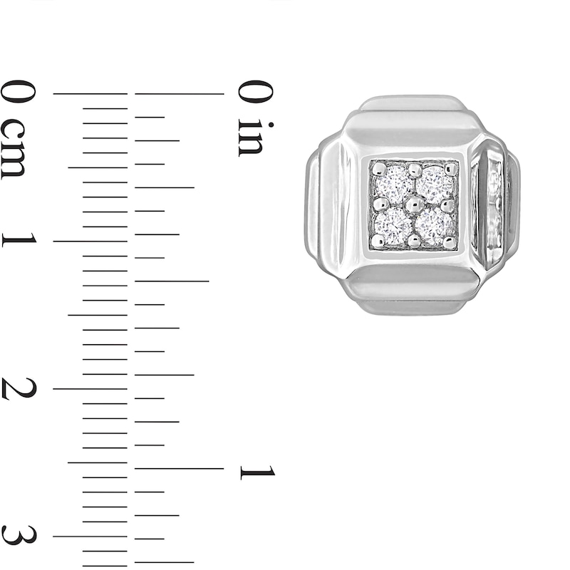 Main Image 3 of Eternally Bonded Men's 1/5 CT. T.W. Diamond Tiered Square Stud Earrings in Sterling Silver