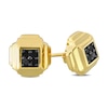 Thumbnail Image 2 of Eternally Bonded 1/5 CT. T.W. Black Diamond Tiered Square Stud Earrings in Sterling Silver with Yellow Flash Plate