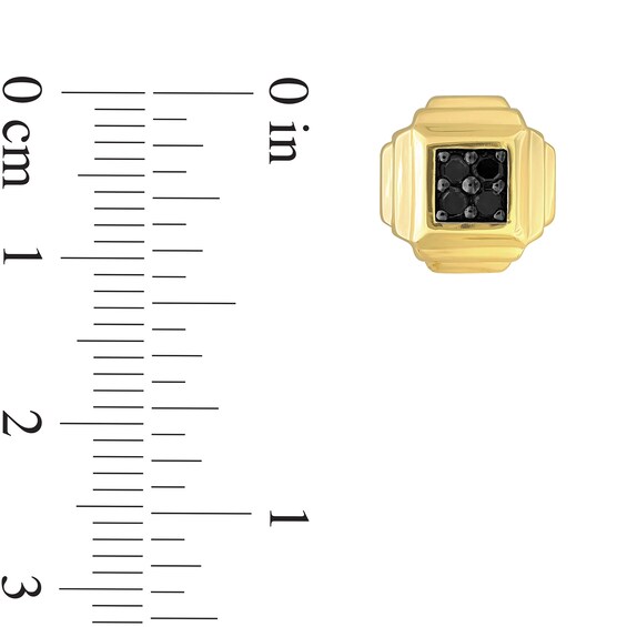 Eternally Bonded 1/5 CT. T.w. Black Diamond Tiered Square Stud Earrings in Sterling Silver with Yellow Flash Plate