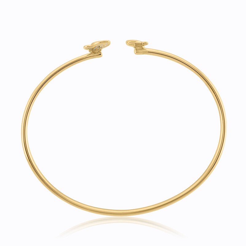 Main Image 2 of 1/8 CT. T.W. Diamond Butterflies Open Bangle in 10K Gold