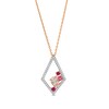 Thumbnail Image 1 of Oval Morganite, Rhodolite Garnet, Tourmaline and White Lab-Created Sapphire Cluster Kite Pendant in 10K Rose Gold