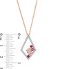 Thumbnail Image 4 of Oval Morganite, Rhodolite Garnet, Tourmaline and White Lab-Created Sapphire Cluster Kite Pendant in 10K Rose Gold