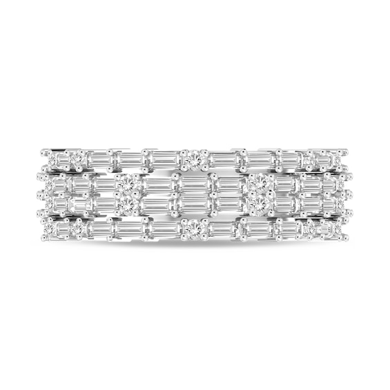 1 CT. T.w. Baguette-Cut Diamond Sideways Multi-Row Band in 14K White Gold