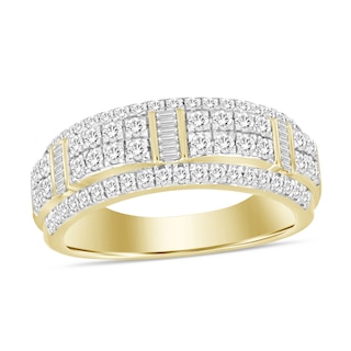1 CT. T.W. Diamond Raised center Row Band in 10K Gold