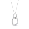 Thumbnail Image 1 of 1/2 CT. T.W. Diamond Rope Interlocking Ovals Pendant in Sterling Silver