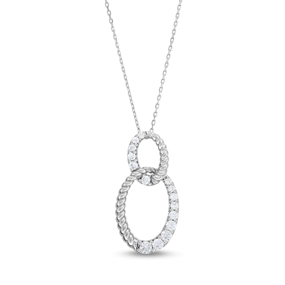 1/2 CT. T.w. Diamond Rope Interlocking Ovals Pendant in Sterling Silver