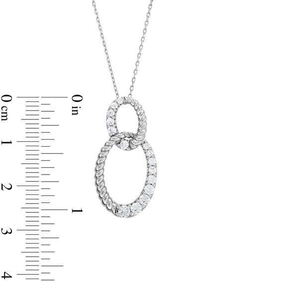 1/2 CT. T.w. Diamond Rope Interlocking Ovals Pendant in Sterling Silver