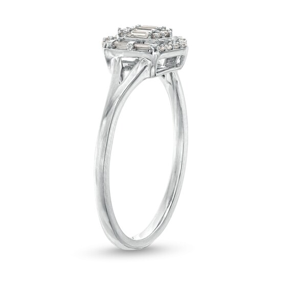 1/5 CT. T.w. Multi-Diamond Hexagon Open Frame Ring in 10K White Gold