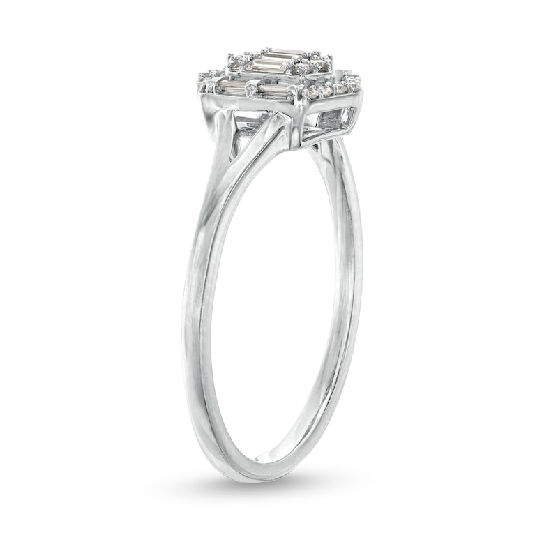 Main Image 3 of 1/5 CT. T.W. Multi-Diamond Hexagon Open Frame Ring in 10K White Gold