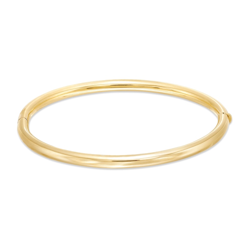 Hinged Tube Polished Bangle Bracelet 14k Gold