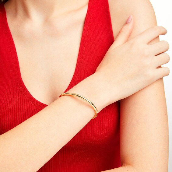 Hollow 3.8mm Tube Bangle Bracelet in 14K Gold - 7.25"