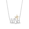 Thumbnail Image 1 of Enchanted Disney Wish 1/8 CT. T.W. Diamond "WISH" Logo Necklace in Sterling Silver and 10K Gold