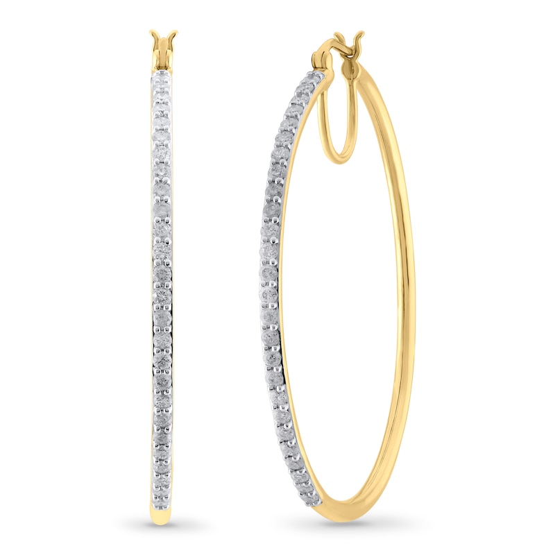 Main Image 1 of 1 CT. T.W. Diamond 2.0mm Hoop Earrings in 10K Gold