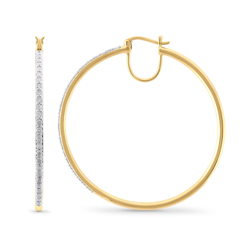 Main Image 2 of 1 CT. T.W. Diamond 2.0mm Hoop Earrings in 10K Gold