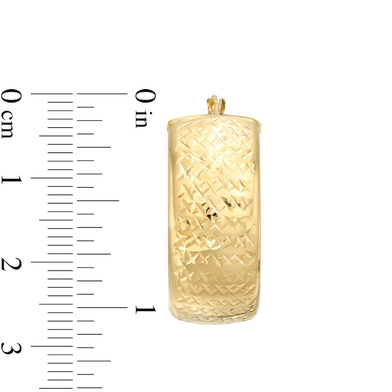 Main Image 3 of Diamond-Cut 11.0mm Hoop Earrings in Hollow 10K Gold