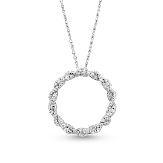 1/5 CT. T.w. Diamond Twist Circle Pendant in Sterling Silver