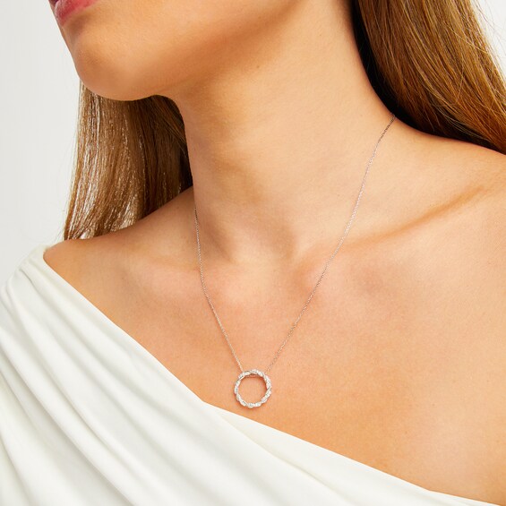 1/5 CT. T.w. Diamond Twist Circle Pendant in Sterling Silver