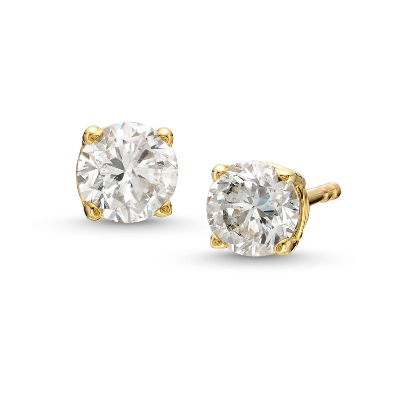 Diamond Flat Back Stud Earrings 1/8 ct tw Round 14K Yellow Gold