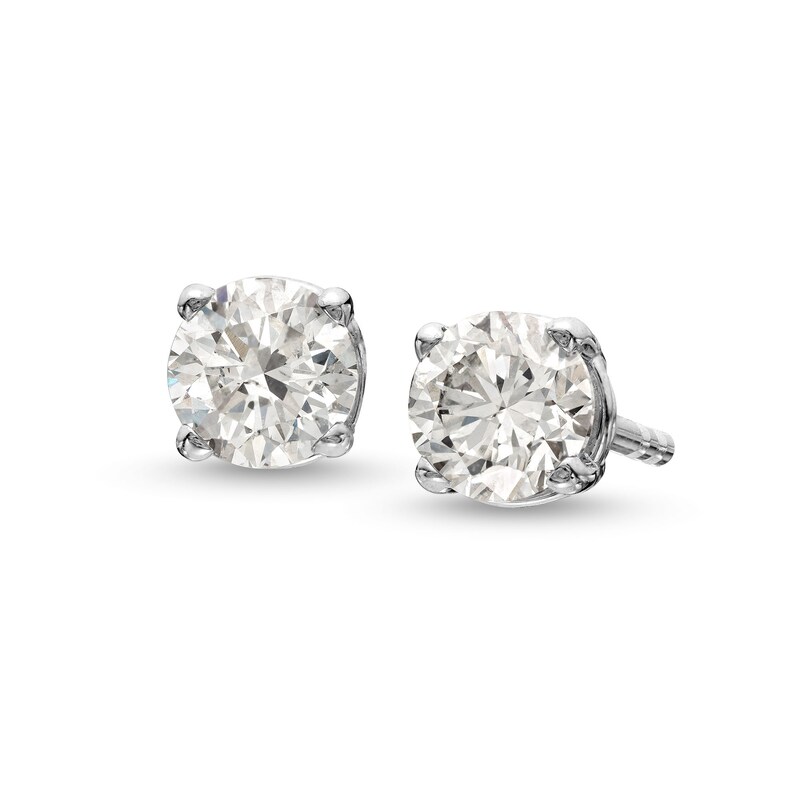 Main Image 1 of 1/2 CT. T.W. Diamond Solitaire Stud Earrings in 10K White Gold (J/I3)