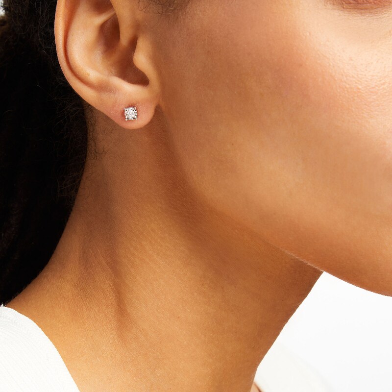 Main Image 2 of 1/2 CT. T.W. Diamond Solitaire Stud Earrings in 10K White Gold (J/I3)