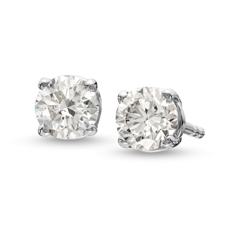 Main Image 1 of 1/2 CT. T.W. Diamond Solitaire Stud Earrings in 10K White Gold (J/I3)