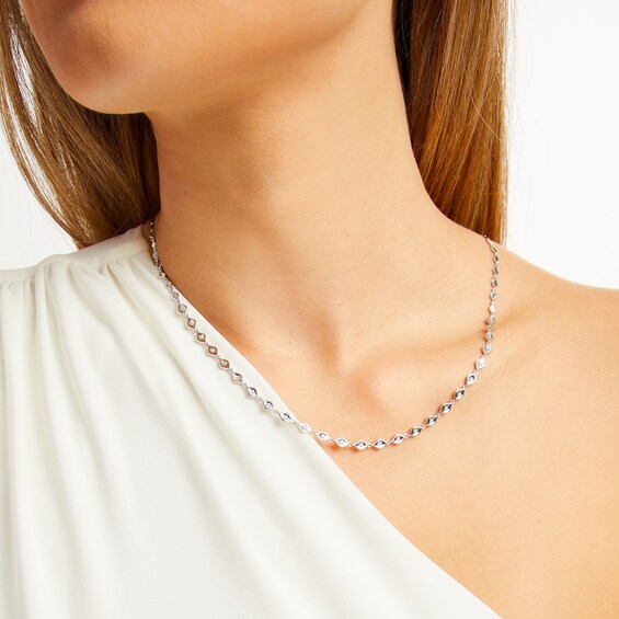 3/8 CT. T.w. Diamond Marquise Link Necklace in Sterling Silver