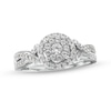 Thumbnail Image 1 of 1/2 CT. T.W. Diamond Double Frame Twist Split Shank Ring in 10K White Gold