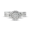 Thumbnail Image 4 of 1/2 CT. T.W. Diamond Double Frame Twist Split Shank Ring in 10K White Gold