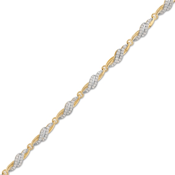 1 CT. T.w. Diamond Bypass Swirl Link Bracelet in 10K Gold - 7.5"