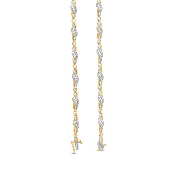 1 CT. T.w. Diamond Bypass Swirl Link Bracelet in 10K Gold - 7.5"