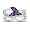 Thumbnail Image 1 of Enchanted Disney Ariel Amethyst and 1/5 CT. T.W. Diamond Open Multi-Row Tail Fin Wrap Ring in Sterling Silver - Size 7