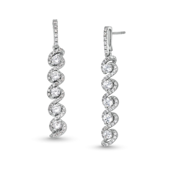 1 CT. T.w. Diamond Cascading Five Stone Dangle Drop Earrings in 10K White Gold