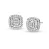 Thumbnail Image 1 of 1/4 CT. T.W. Cushion Multi-Diamond Double Frame Stud Earrings in 10K White Gold