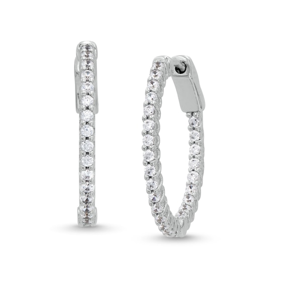1/2 CT. T.w. Diamond Inside-Out Hoop Earrings in 10K White Gold
