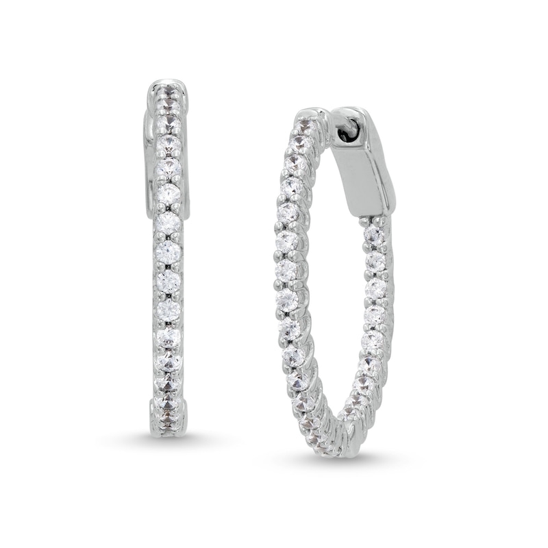 Main Image 1 of 1/2 CT. T.W. Diamond Inside-Out Hoop Earrings in 10K White Gold