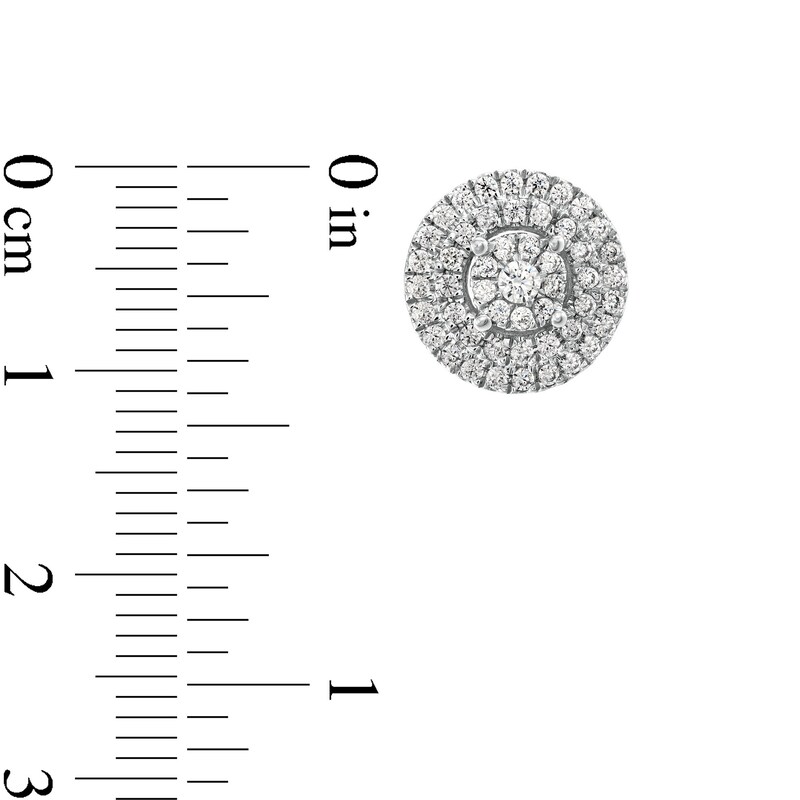 Main Image 3 of 1/4 CT. T.W. Multi-Diamond Layered Frame Stud Earrings in 10K White Gold