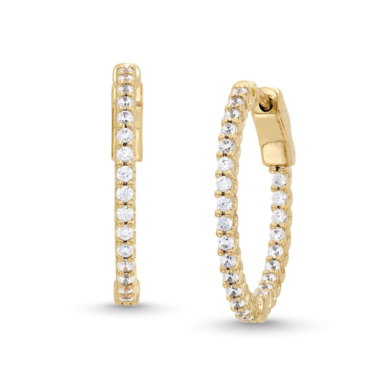Main Image 1 of 1/2 CT. T.W. Diamond Inside-Out Hoop Earrings in 10K Gold