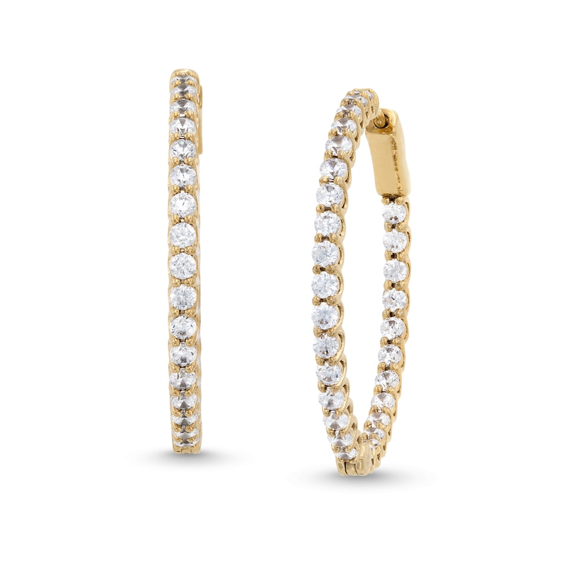 Main Image 1 of 2 CT. T.W. Diamond Inside-Out Hoop Earrings in 10K Gold