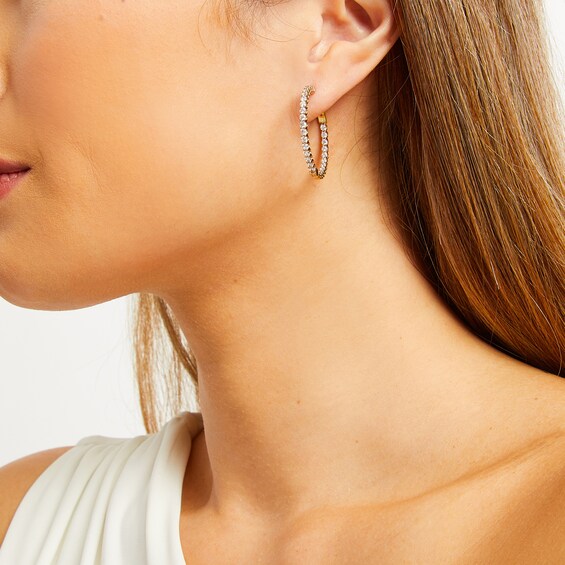2 CT. T.w. Diamond Inside-Out Hoop Earrings in 10K Gold