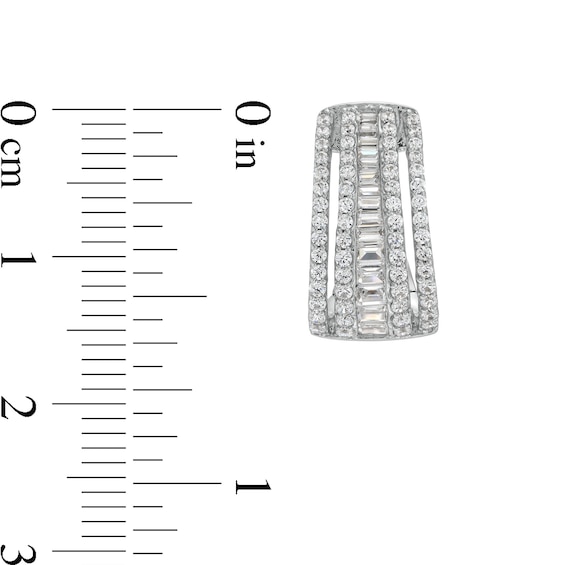 1 CT. T.w. Baguette and Round Diamond Multi-Row Hoop Earrings in 10K White Gold