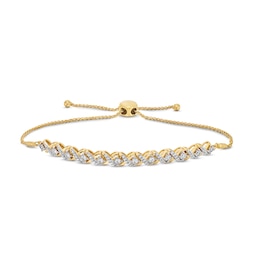 1/2 CT. T.W. Diamond "XO" Alternating Bolo Bracelet in 10K Gold - 9"