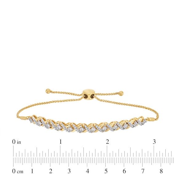 1/2 CT. T.w. Diamond "Xo" Alternating Bolo Bracelet in 10K Gold - 9"
