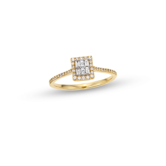 1/4 CT. T.W Princess-Shaped Multi-Diamond Square Frame Promise Ring in 10K Gold